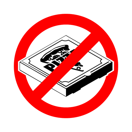 Stop pizza. Red road Forbidding fast food. Ban pizza boxのイラスト素材