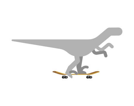 Velociraptor on skateboard. Dino Skateboarder. Prehistoric lizard monster riding longboardのイラスト素材