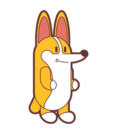 Corgi cartoon isolated. small dog cute pet vector illustrationのイラスト素材