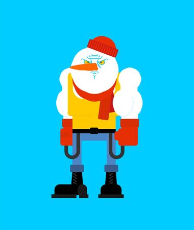 Hooligan snowman. bully Santa Claus helper. ruffian New Year. Christmas Vector illustrationのイラスト素材
