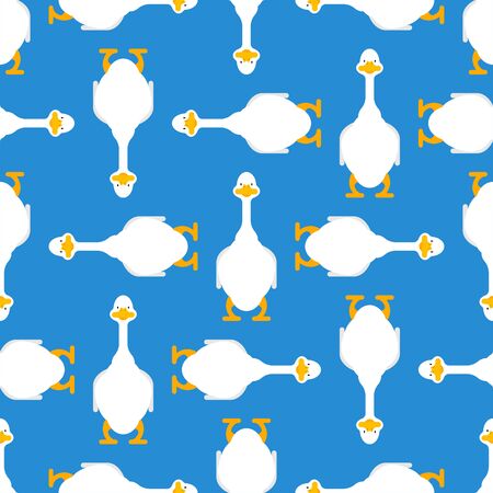 White goose pattern seamless. Domestic waterfowl background. vector textureのイラスト素材