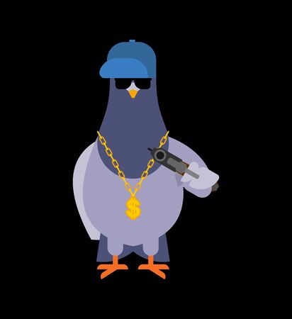 Pigeon gangster. Cool City bird. SWAG gangsta. Pigeon guy rapperのイラスト素材