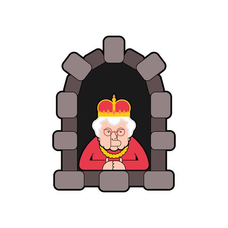 Queen in windowÂ isolated. cartoon illustrationのイラスト素材