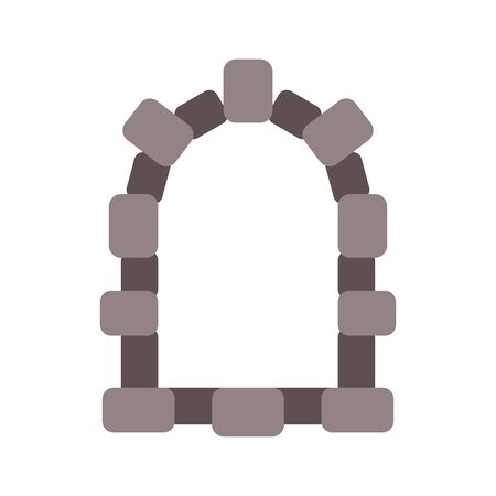 Castle window isolated cartoon. Stone placing illustrationのイラスト素材