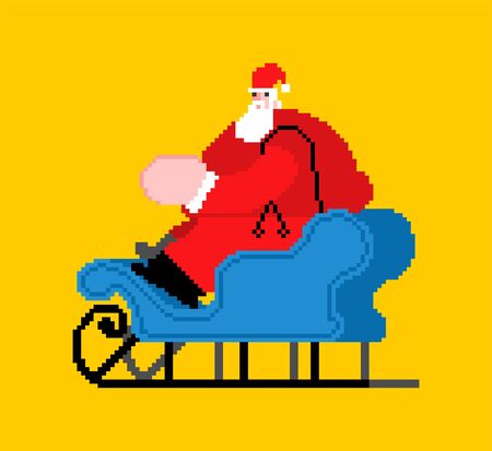 Santa pixel art. 8 bit Christmas and New Year Vector Illustrationのイラスト素材