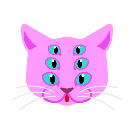 Cat alien monster. Ufo pet face. Animal cartoonのイラスト素材