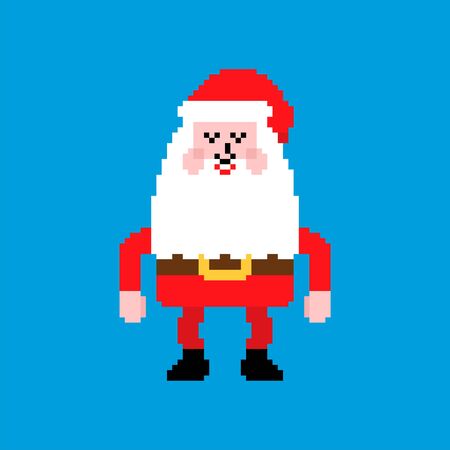 Santa pixel art. 8 bit Christmas and New Year Vector Illustrationのイラスト素材