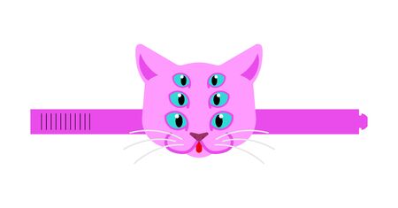 Cat alien monster paper mask template. carnival mask holiday. New year masquerade. vector illustrationのイラスト素材