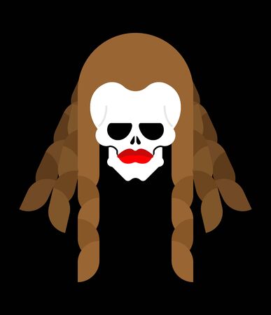 Female skull isolated. Woman skeleton head. vector illustrationのイラスト素材