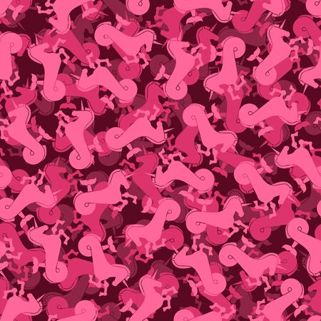 Water unicorn Hippocampus pattern seamless. Mythical animal background . Heraldic beast texture. Sea horse with fishtail ornamentのイラスト素材