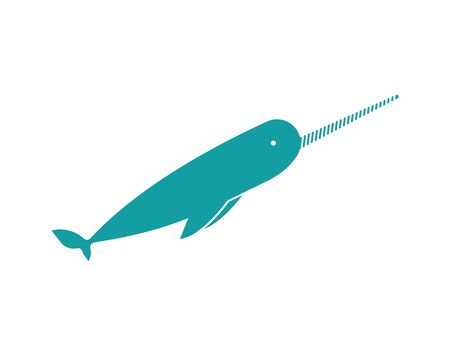 Narwhal isolated. Unicorn-fish vector illustration. See animalのイラスト素材
