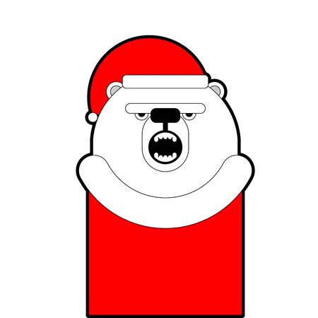 Polar Bear Santa Claus isolated. Christmas and New Year illustrationのイラスト素材