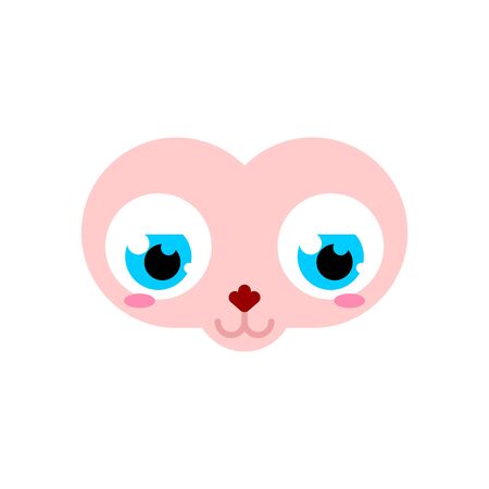 Cute animal face isolated. Cartoon beast face child. kawaii muzzle vector illustrationのイラスト素材