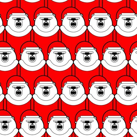 Polar Bear Santa Claus pattern seamless. Christmas and New Year background. Baby fabric xmas ornamentのイラスト素材