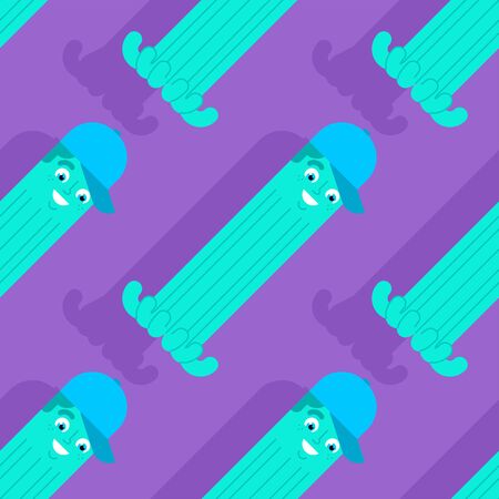 Octopus in cap pattern seamless. Funny poulpe background. Baby fabric ornament. vector texture