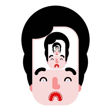 Soul-searching concept. Man in Man Recursion. vector illustrationのイラスト素材