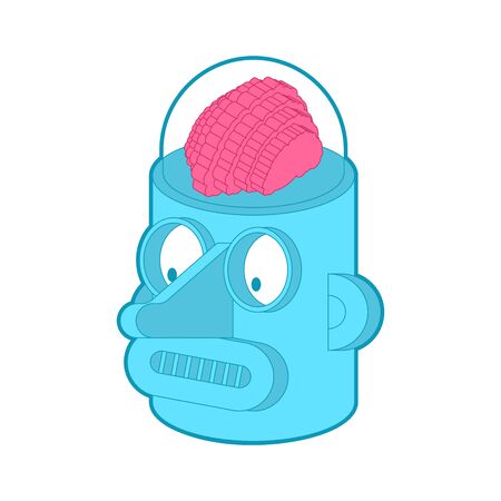 Artificial Intelligence. Robot with brain. Retro robot head amd brains. vector illustrationのイラスト素材