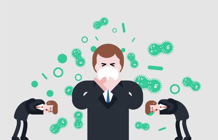 Infected person. Coronavirus infection. epidemic of disease. Spread of sicknessのイラスト素材