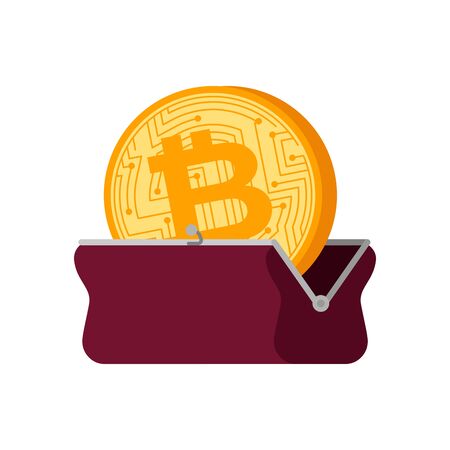 Retro wallet with bitcoin. Cryptocurrency Stock Concept. vector illustrationのイラスト素材