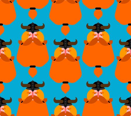 Viking pattern seamless. Battle gnome with beard background. vector textureのイラスト素材