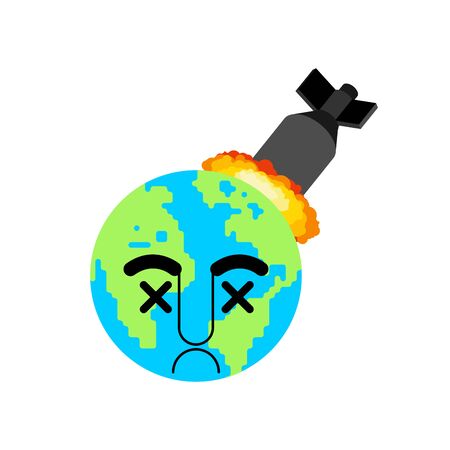 Bomb in earth. Dead planet. World explosion. vector illustrationのイラスト素材