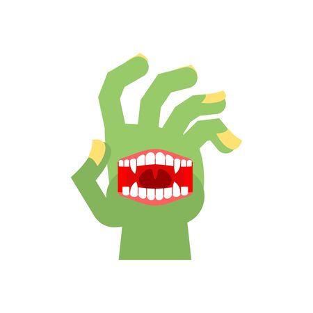 Zombie Hand with mouth isolated. mouth on palm vector illustrationのイラスト素材