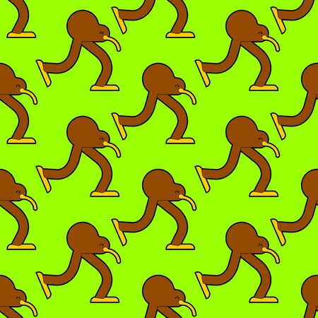 Kiwi bird cartoon pattern seamless. little bird run background. Baby fabric textureのイラスト素材
