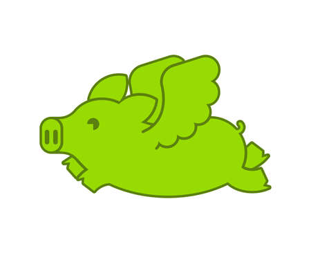 Flying pig isolated. piglet with wings vector illustrationのイラスト素材