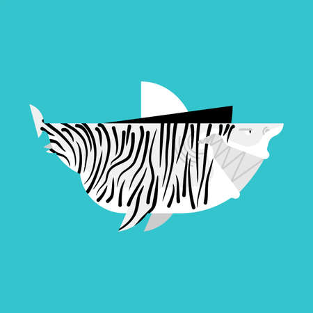 Zebra shark isolated. Sea animal predator. Vector illustrationのイラスト素材