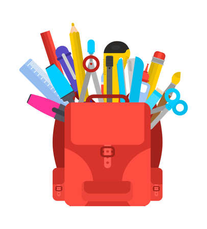 School set. Study supplies: Briefcase, pencil and eraser. Ruler and pen. Kepler and strongのイラスト素材