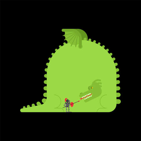 Dragon and knight. Fighting monster. vector illustrationのイラスト素材