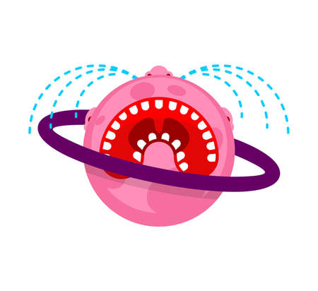 Planet is crying. planet is in pain. vector illustrationのイラスト素材