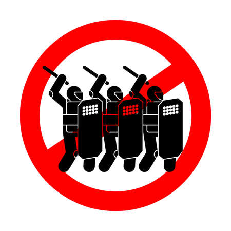 Stop police arbitrariness. Red road Forbidding. Ban riot police Violence and bullyingのイラスト素材