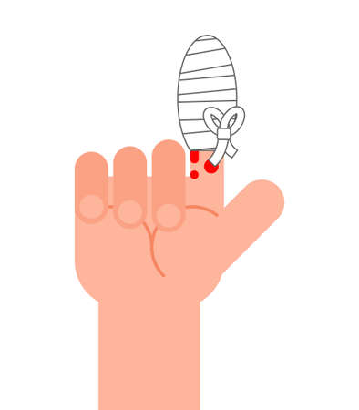 Bandaged finger isolated. Injury finger vector illustrationのイラスト素材