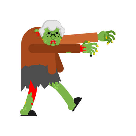 Granny zombie isolated. Dead green grandmother monster.のイラスト素材