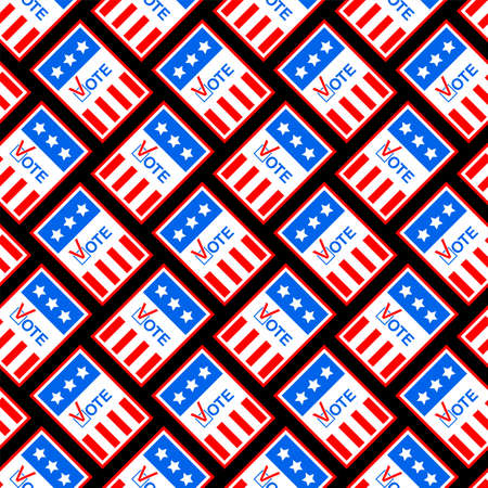 Vote in USA pattern seamless. Voting Symbols America background. Ballot paper textureのイラスト素材