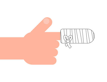 Bandaged finger isolated. Injury finger vector illustrationのイラスト素材