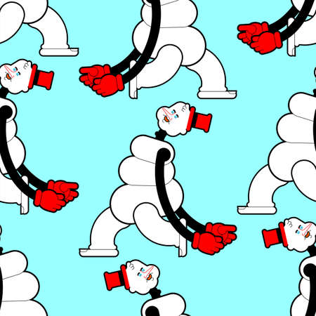 Snowman Walking pattern seamless. Christmas and new year background. Snowman go ornament