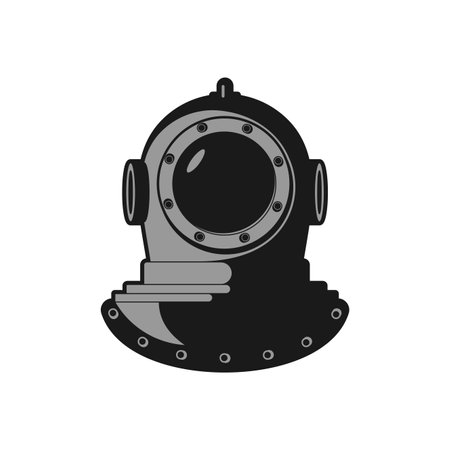 Underwater helmet isolated. Old diving helmet. vector illustrationのイラスト素材