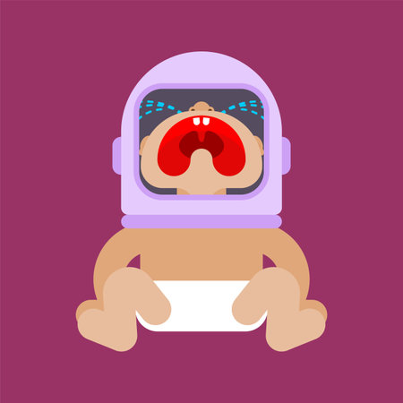 Baby astronaut. Newborn spaceman. child in space helmetのイラスト素材