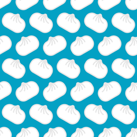 Baozi pattern seamless. Chinese dumplings background. Traditional food in China texture. vector ornamentのイラスト素材
