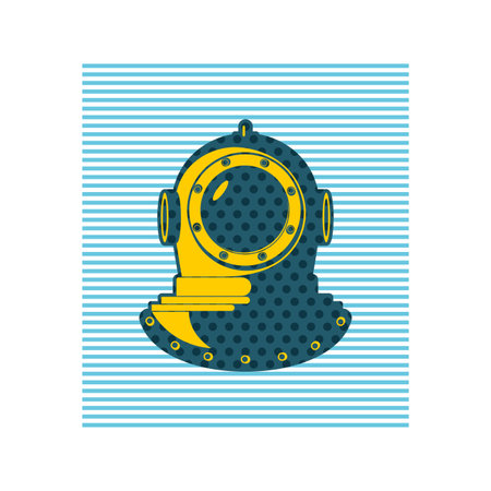 Underwater helmet pop Art illustration. Old diving helmet. vector illustrationのイラスト素材