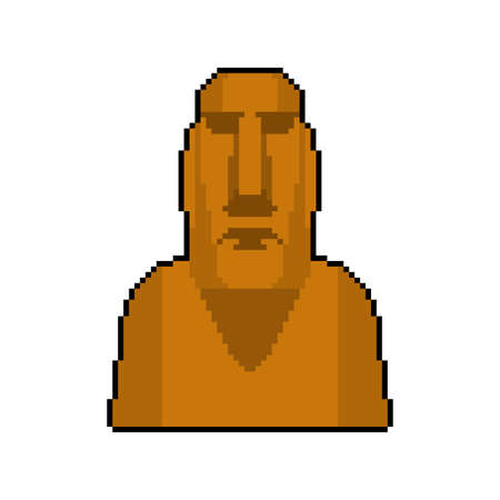 Moai pixel art. Easter Island idol 8 bit. ancient statues. vector illustrationのイラスト素材