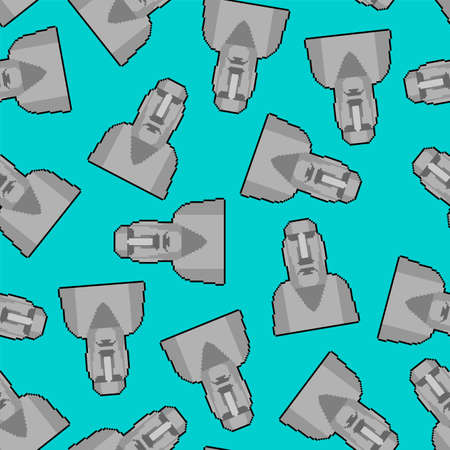 Moai pixel art pattern seamless. Easter Island idol 8 bit background. ancient statues texture....