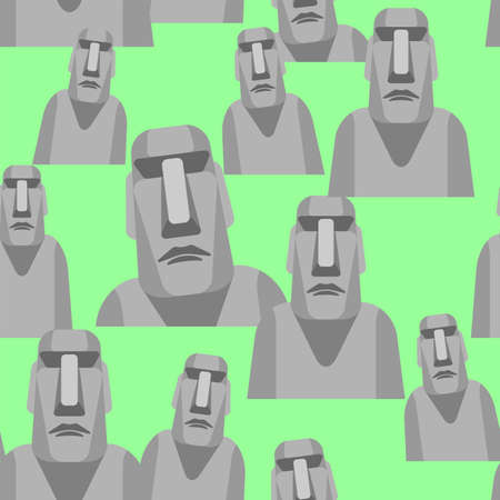 Moai pattern seamless. Easter Island idol background. ancient statues. vector textureのイラスト素材