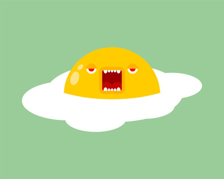 Angry scrambled eggs. Evil omelette. vector illustrationのイラスト素材
