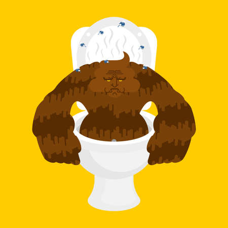 Toilet monster is shit. Turd monster from the toiletのイラスト素材