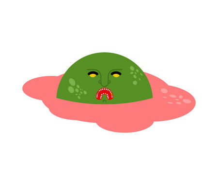 Zombie scrambled eggs. Green monster scrambled omeletteのイラスト素材