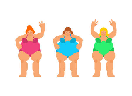Body-positivity. Fat cheerful woman. vector illustrationのイラスト素材