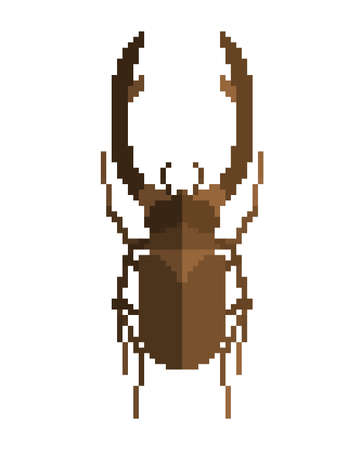 Stag beetle pixel art. Beetle 8 bitのイラスト素材